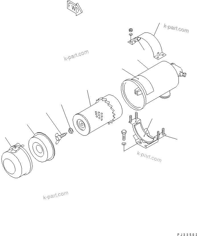Komatsu parts book diagram for 3D78-1D S/N 01589-UP: AIR CLEANER