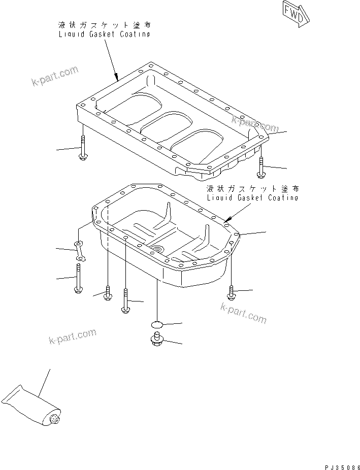 Komatsu parts book diagram for 3D78-1D S/N 01589-UP: OIL PAN(#01589-06462)