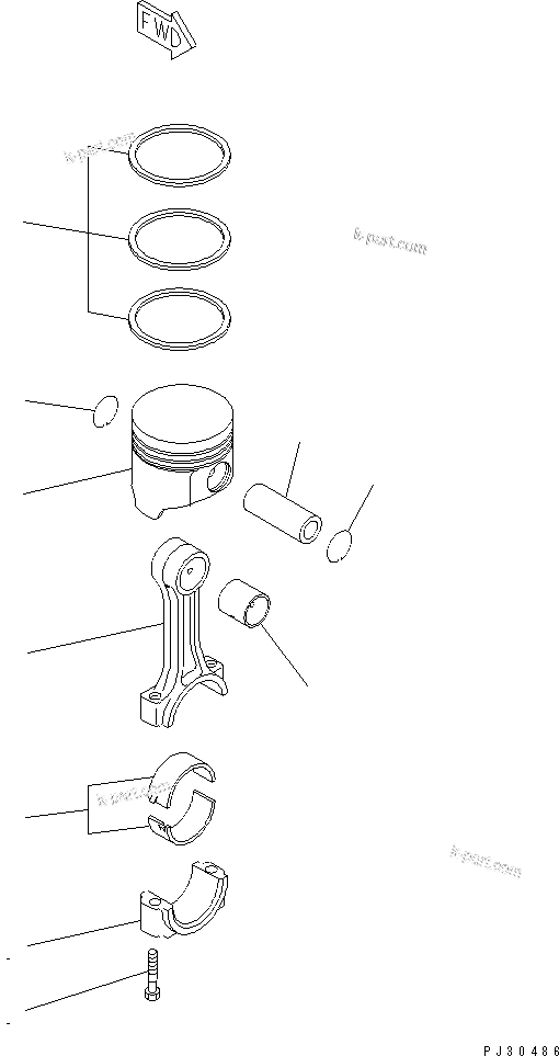 Komatsu parts book diagram for 3D78-1D S/N 01589-UP: PISTON AND CONNECTING ROD(#01589-06462)