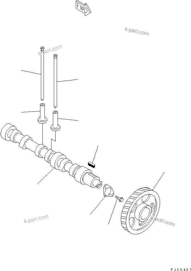Komatsu parts book diagram for 3D78-1D S/N 01589-UP: CAMSHAFT AND TAPPET