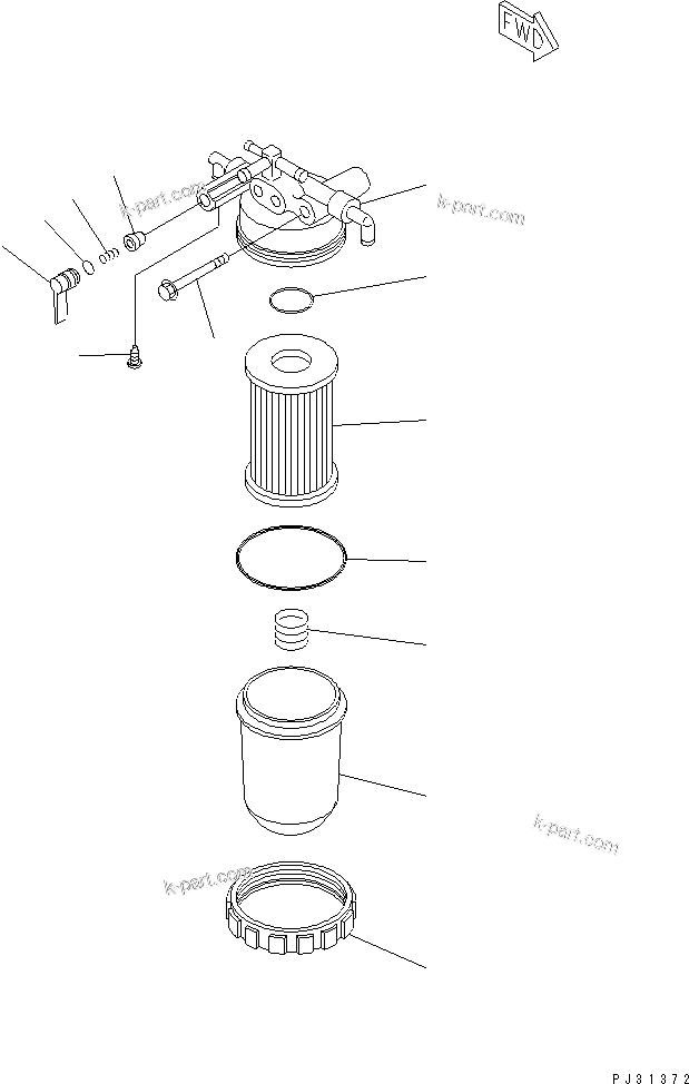 Komatsu parts book diagram for 3D78-1D S/N 01589-UP: FUEL FILTER