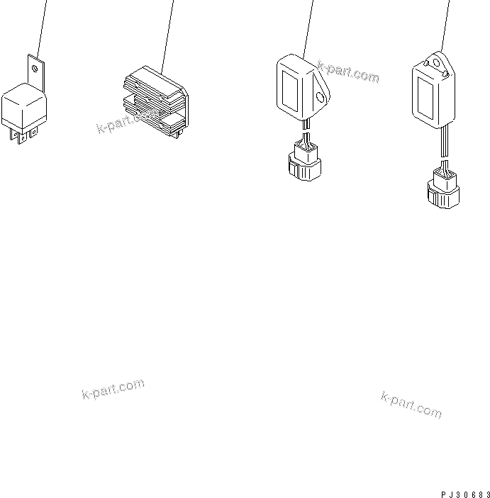 Komatsu parts book diagram for 3D78-1D S/N 01589-UP: SAFETY RELAY AND GLOW PLUG TIMER(#01589-06462)
