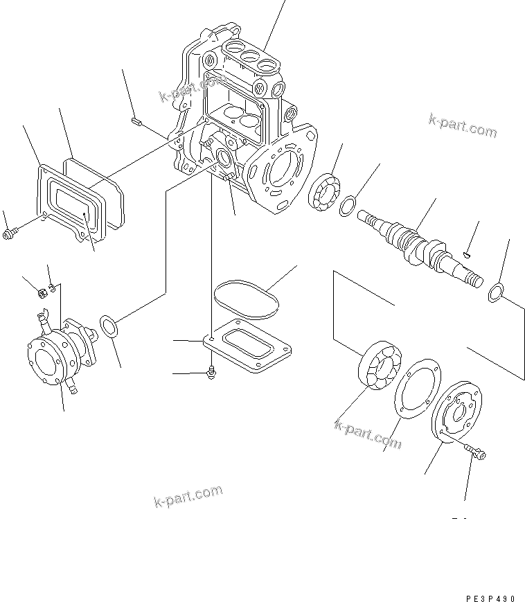 Komatsu parts book diagram for 3D78AE-3C S/N 00101-UP: FUEL INJECTION PUMP (PUMP) (1/2)(#00112-)