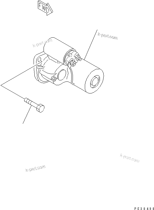 Komatsu parts book diagram for 3D78AE-3C S/N 00101-UP: STARTING MOTOR AND MOUNTING (2KW)