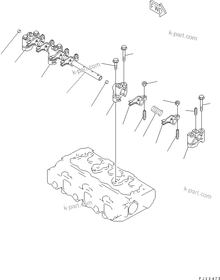 Komatsu parts book diagram for 3D78N-1A S/N 00101-UP: ROCKER ARM