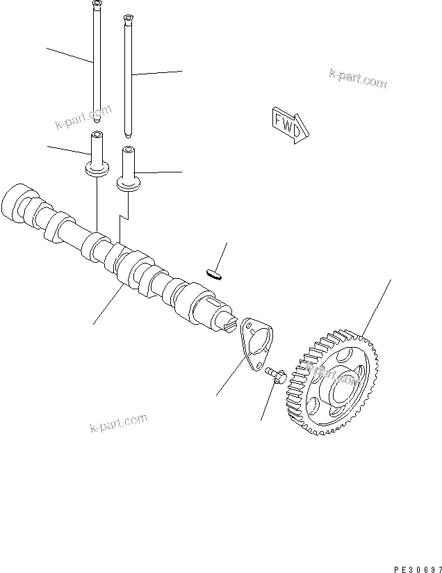 Komatsu parts book diagram for 3D78N-1A S/N 00101-UP: CAMSHAFT AND TAPPET(#00101-.)