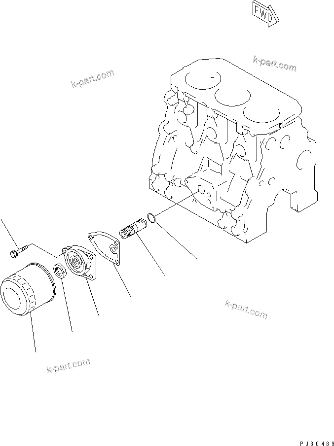 Komatsu parts book diagram for 3D78N-1A S/N 00101-UP: LUBRICATING OIL FILTER