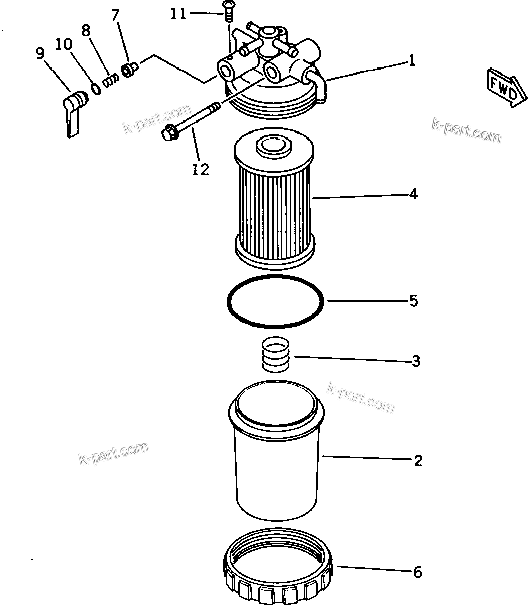 Komatsu parts book diagram for 3D78N-1A S/N 00101-UP: FUEL FILTER