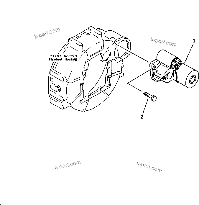 Komatsu parts book diagram for 3D78N-1A S/N 00101-UP: STARTING MOTOR AND MOUNTING (2KW)