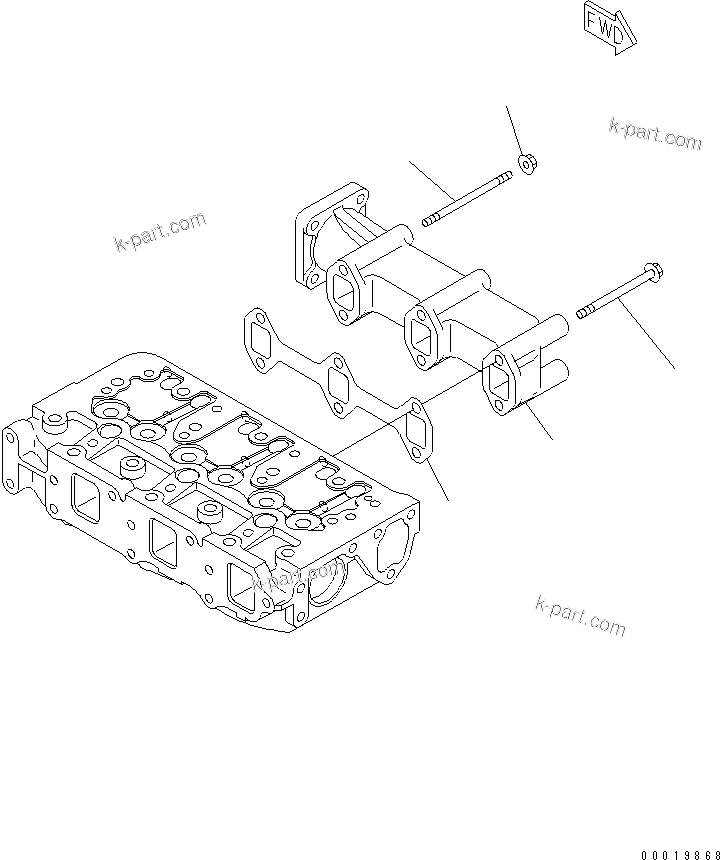 Komatsu parts book diagram for 3D82AE-5P-CB S/N 00246-UP: EXHAUST MANIFOLD