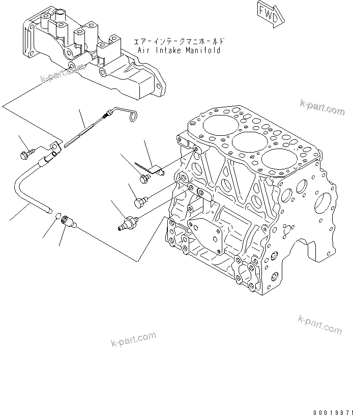 Komatsu parts book diagram for 3D82AE-5P-CB S/N 00246-UP: CYLINDER BLOCK ACCSESSORY