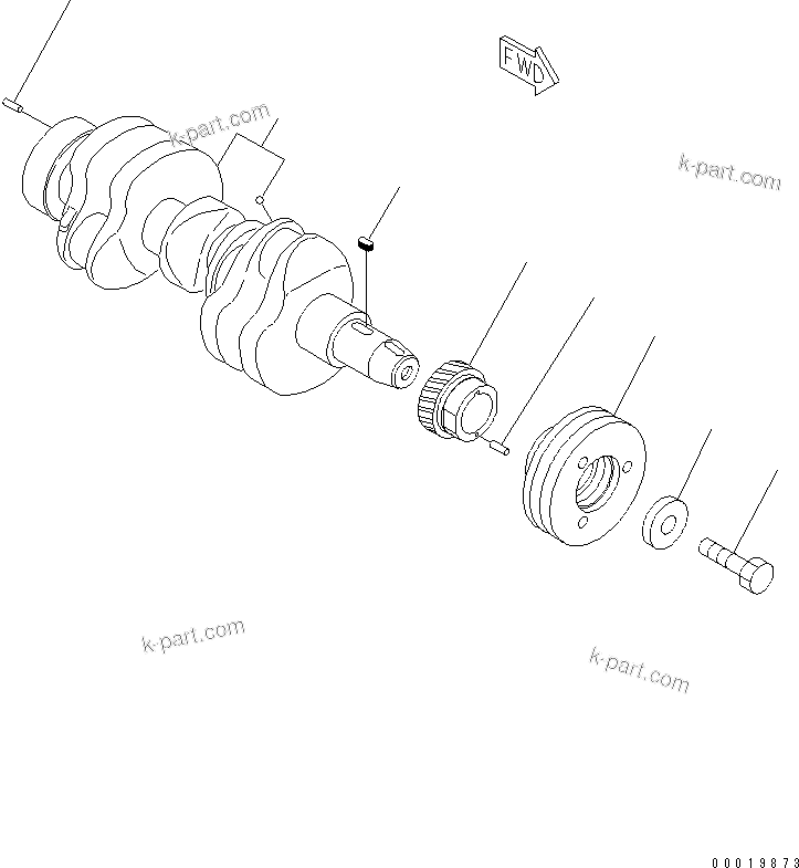 Komatsu parts book diagram for 3D82AE-5P-CB S/N 00246-UP: CRANKSHAFT