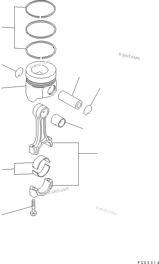 Komatsu parts book diagram for 3D82AE-5P-CB S/N 00246-UP: PISTON AND CONNECTING ROD