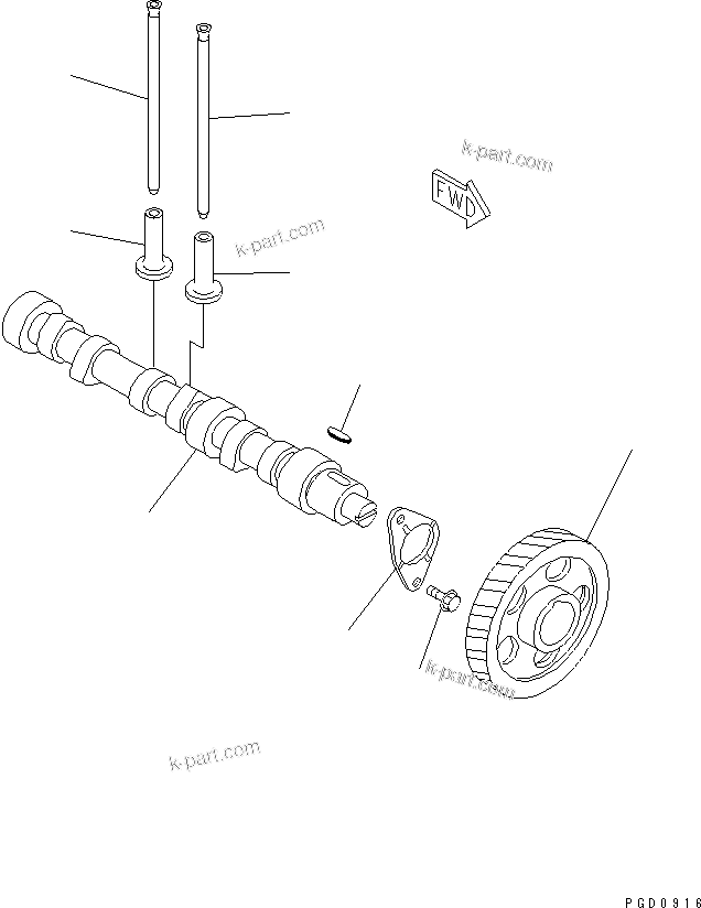 Komatsu parts book diagram for 3D82AE-5P-CB S/N 00246-UP: CAMSHAFT AND TAPPET