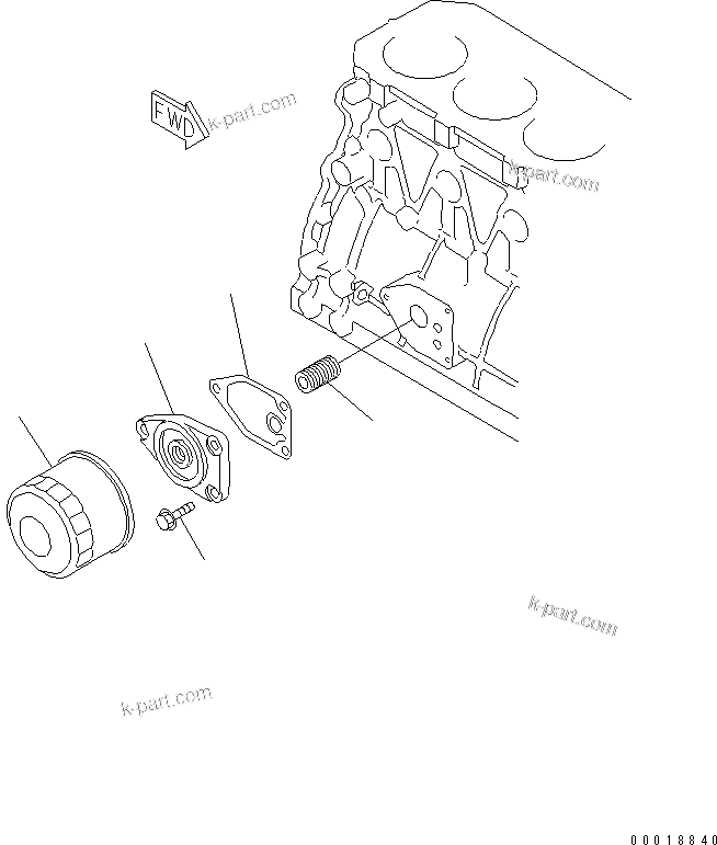 Komatsu parts book diagram for 3D82AE-5P-CB S/N 00246-UP: OIL FILTER