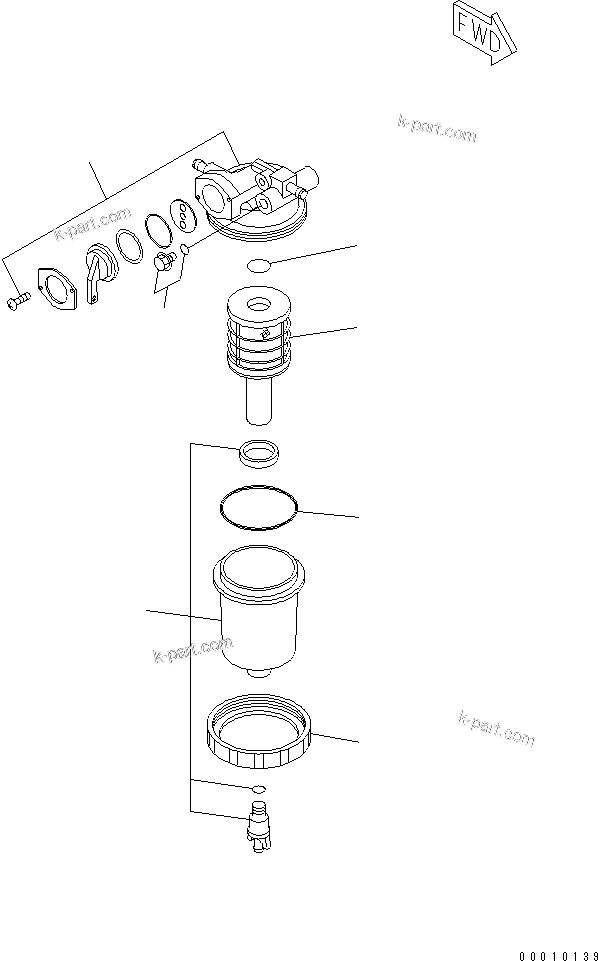 Komatsu parts book diagram for 3D82AE-5P-CB S/N 00246-UP: WATER SEPARATOR