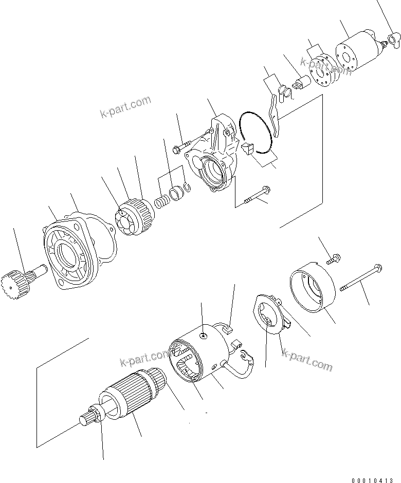 Komatsu parts book diagram for 3D82AE-5P-CB S/N 00246-UP: STARTING MOTOR (INNER PARTS)