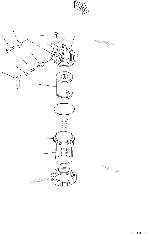 Komatsu parts book diagram for 3D82E-3A S/N 00101-UP: WATER SEPARATOR