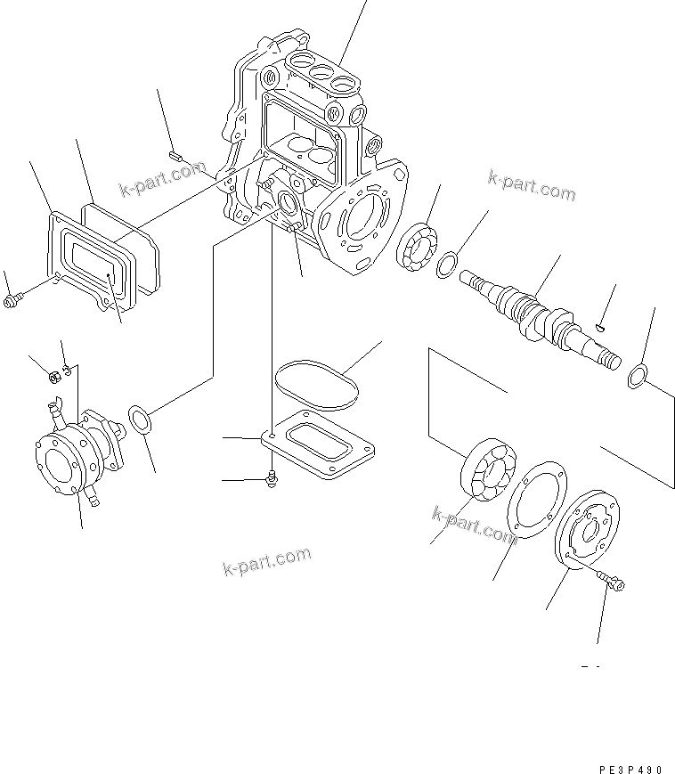 Komatsu parts book diagram for 3D82E-3A S/N 00101-UP: FUEL INJECTION PUMP (PUMP) (1/2)