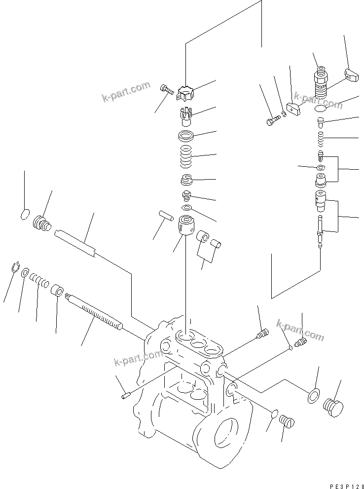 Komatsu parts book diagram for 3D82E-3A S/N 00101-UP: FUEL INJECTION PUMP (PUMP) (2/2)