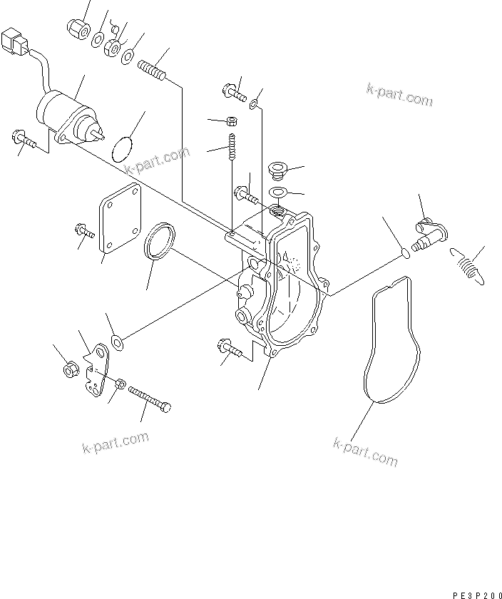 Komatsu parts book diagram for 3D82E-3A S/N 00101-UP: FUEL INJECTION PUMP (GOVERNOR) (1/2)