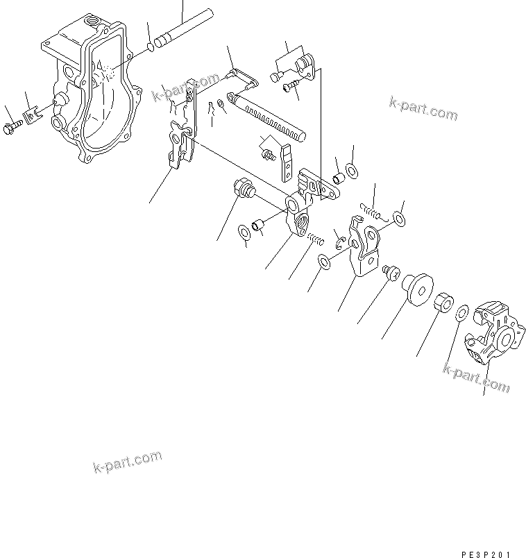 Komatsu parts book diagram for 3D82E-3A S/N 00101-UP: FUEL INJECTION PUMP (GOVERNOR) (2/2)