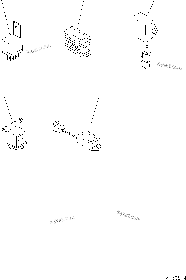 Komatsu parts book diagram for 3D82E-3A S/N 00101-UP: SAFETY RELAY ? CURRENT LIMITER ? CHARGE INDICATOR ? GROW RELAY AND  TIMER