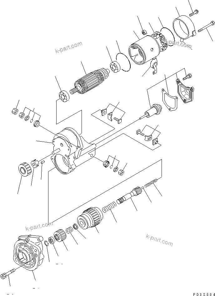 Komatsu parts book diagram for 3D82E-3A S/N 00101-UP: STARTING MOTOR(#00101-09680)