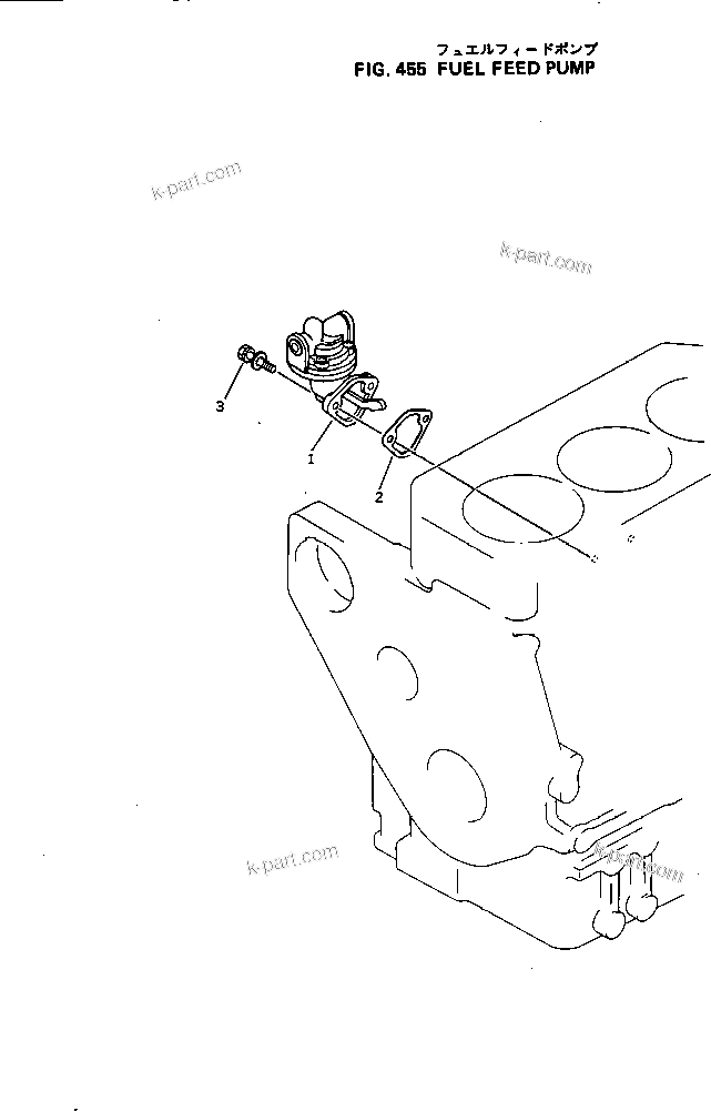 Komatsu parts book diagram for 3D84-1A S/N 01001-UP: FUEL FEED PUMP