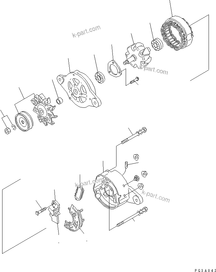 Komatsu parts book diagram for 3D84-1A S/N 01001-UP: ALTERNATOR