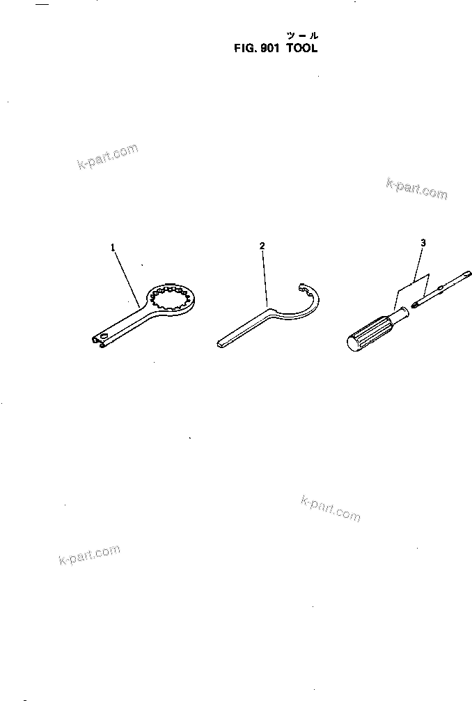 Komatsu parts book diagram for 3D84-1A S/N 01001-UP: TOOL