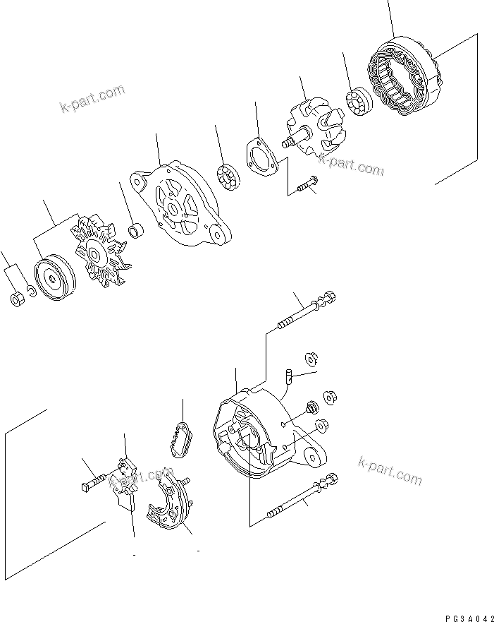 Komatsu parts book diagram for 3D84-1B S/N 01001-UP: ALTERNATOR