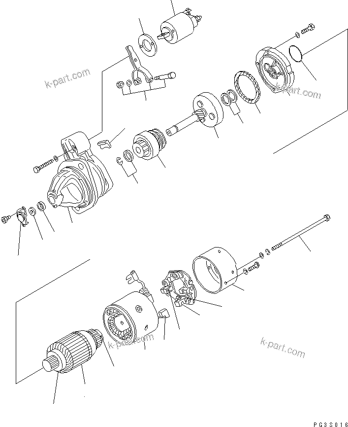 Komatsu parts book diagram for 3D84-1B S/N 01001-UP: STARTING MOTOR