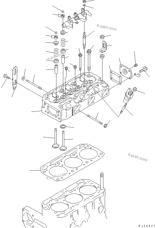 Komatsu parts book diagram for 3D84-1F S/N 13021-UP: CYLINDER HEAD