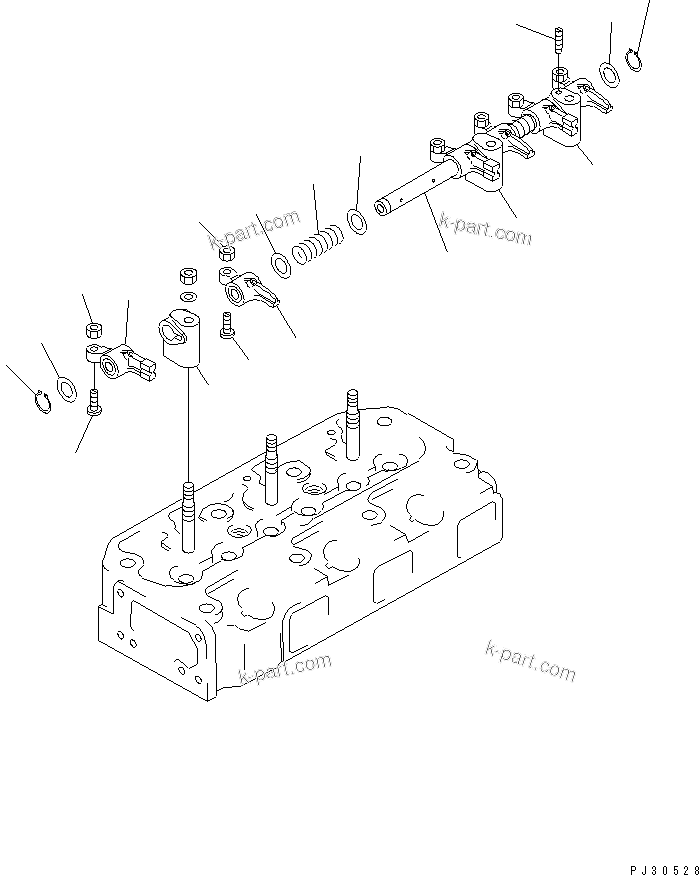 Komatsu parts book diagram for 3D84-1F S/N 13021-UP: ROCKER ARM