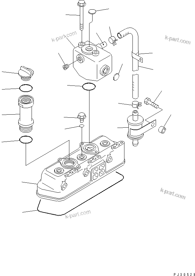 Komatsu parts book diagram for 3D84-1F S/N 13021-UP: CYLINDER HEAD COVER
