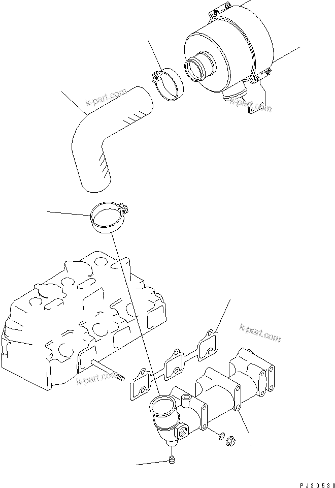 Komatsu parts book diagram for 3D84-1F S/N 13021-UP: AIR INTAKE MANIFOLD AND CONNECTION