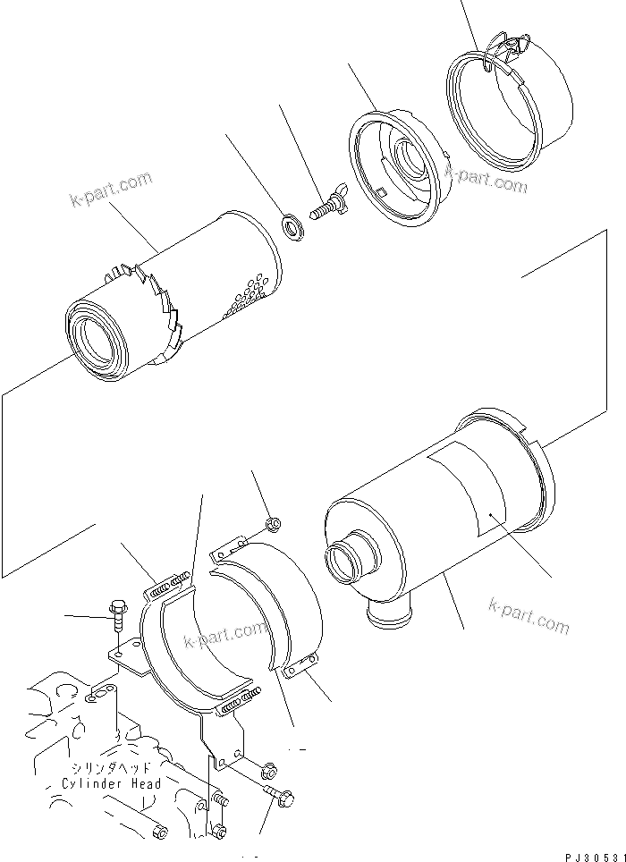 Komatsu parts book diagram for 3D84-1F S/N 13021-UP: AIR CLEANER AND MOUNTING (SINGLE ELEMENT)
