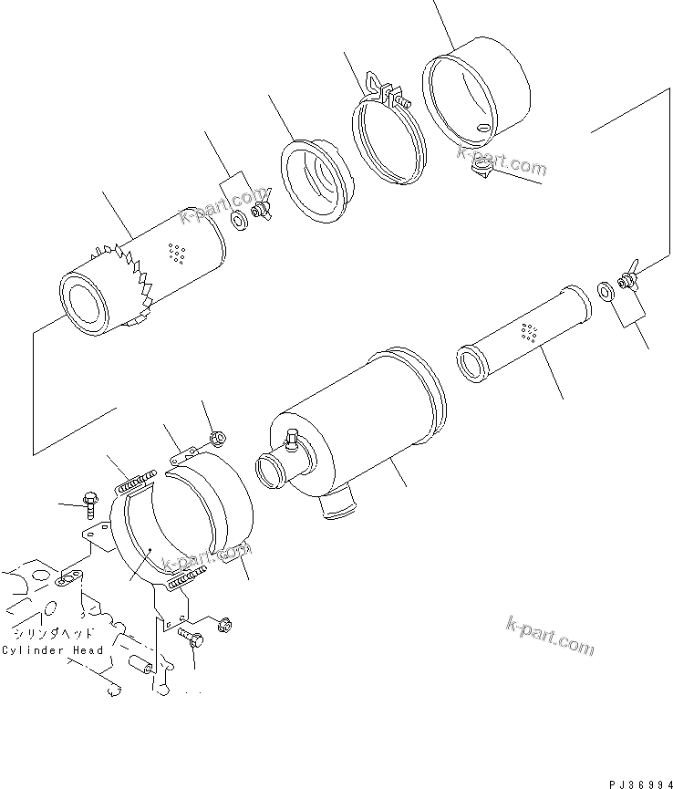 Komatsu parts book diagram for 3D84-1F S/N 13021-UP: AIR CLEANER AND MOUNTING (DOUBLE ELEMENT)