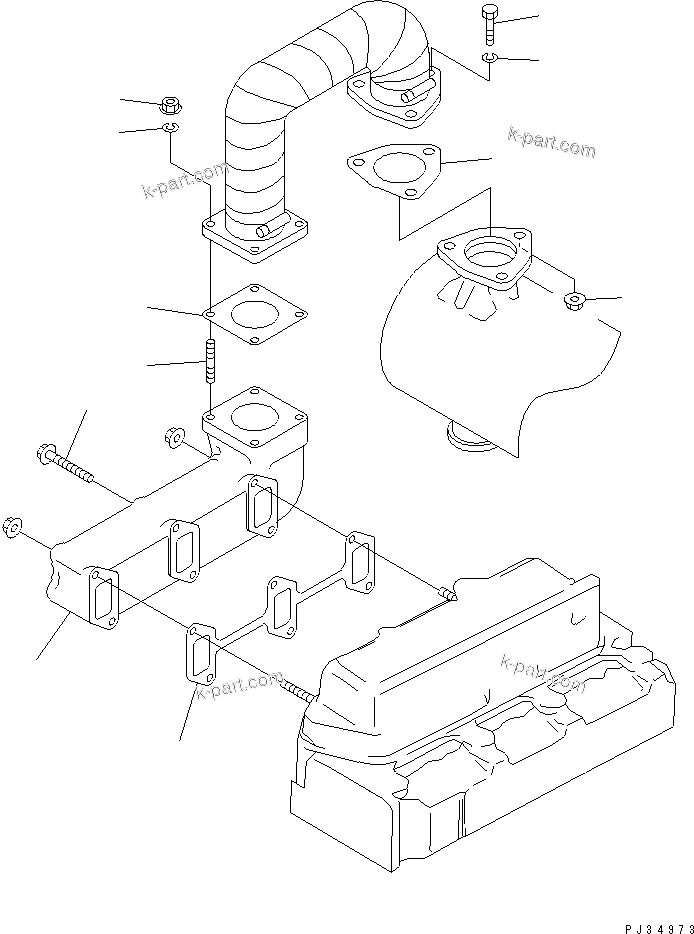 Komatsu parts book diagram for 3D84-1F S/N 13021-UP: EXHAUST MANIFOLD