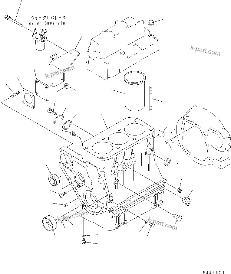Komatsu parts book diagram for 3D84-1F S/N 13021-UP: CYLINDER BLOCK