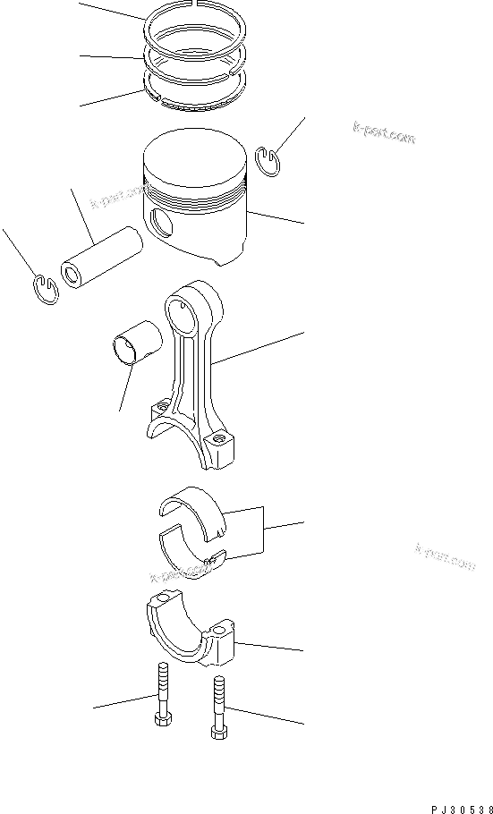 Komatsu parts book diagram for 3D84-1F S/N 13021-UP: PISTON AND CONNECTING ROD