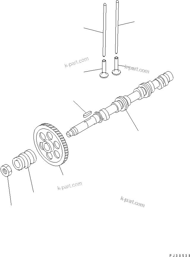 Komatsu parts book diagram for 3D84-1F S/N 13021-UP: CAMSHAFT AND TAPPET