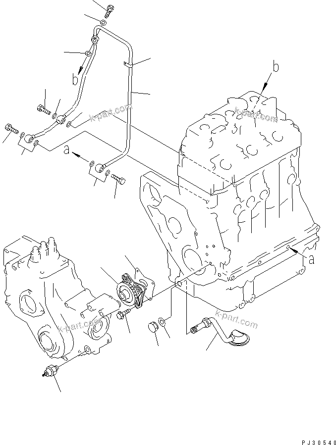Komatsu parts book diagram for 3D84-1F S/N 13021-UP: LUBRICATING OIL PUMP AND PIPING