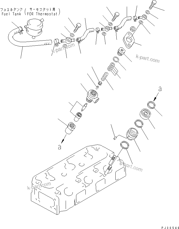 Komatsu parts book diagram for 3D84-1F S/N 13021-UP: FUEL NOZZLE AND SPILL HOSE