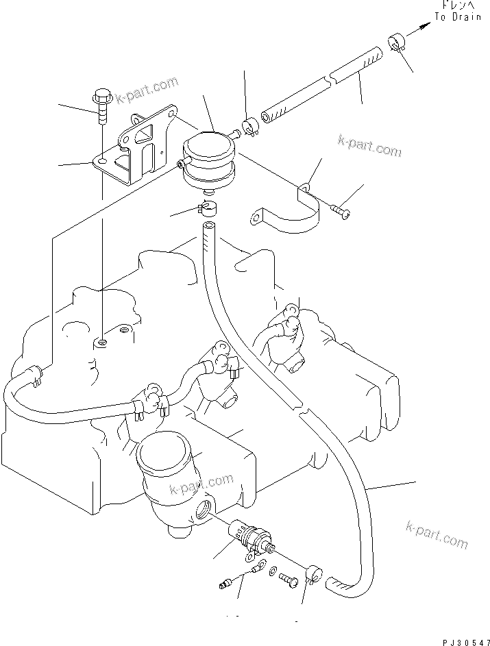 Komatsu parts book diagram for 3D84-1F S/N 13021-UP: THERMOSTART AND CONNECTION