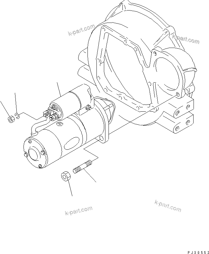 Komatsu parts book diagram for 3D84-1F S/N 13021-UP: STARTING MOTOR AND MOUNTING