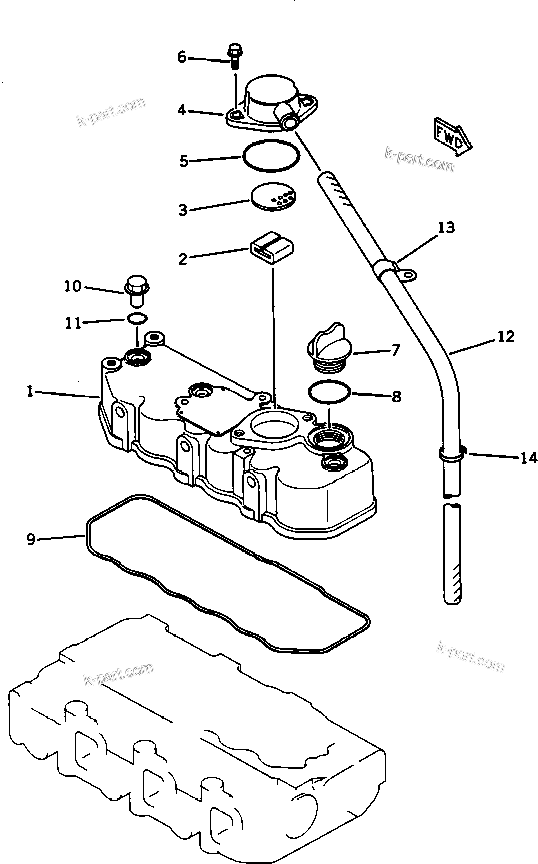 Komatsu parts book diagram for 3D84-2D S/N 00292-UP: CYLINDER HEAD COVER(#03321-)