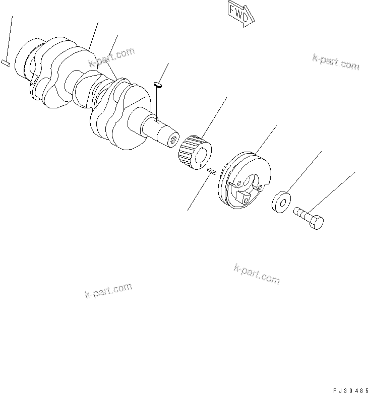 Komatsu parts book diagram for 3D84-2D S/N 00292-UP: CRANKSHAFT(#03321-)