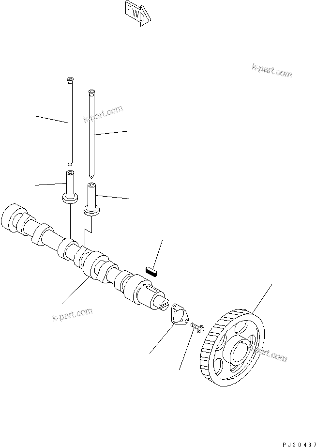 Komatsu parts book diagram for 3D84-2D S/N 00292-UP: CAMSHAFT AND TAPPET(#03321-)